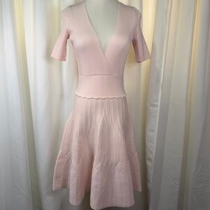 NWOT Sandro Paris ‘Esmera’ Wrap Effect Textured Knit A-Line Dress in Blush Pink